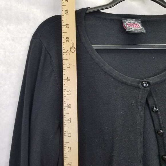 Too Fast Cardigan Womens XL Sugar Skull Bow Embroidery Button Stretch Knit Black - Picture 14 of 16
